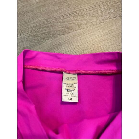 L*Space Hot Pink High Rise Bitsy Cut Bikini Bottoms Sz Large NWT 4 - Picture 2 of 4